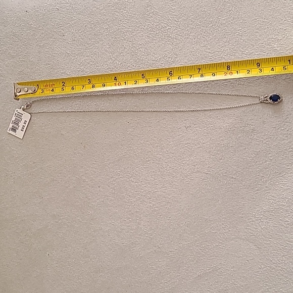 FINE SILVER PLATED NAVY BLUE & WHITE CRYSTAL PENDANT APPROX 18" - Picture 16 of 16